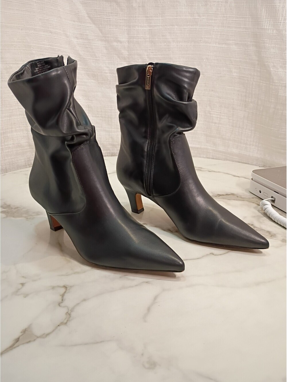 Women's Jessica Simpson 'Siantar' Black Leather Stiletto Bootie Heels 9m